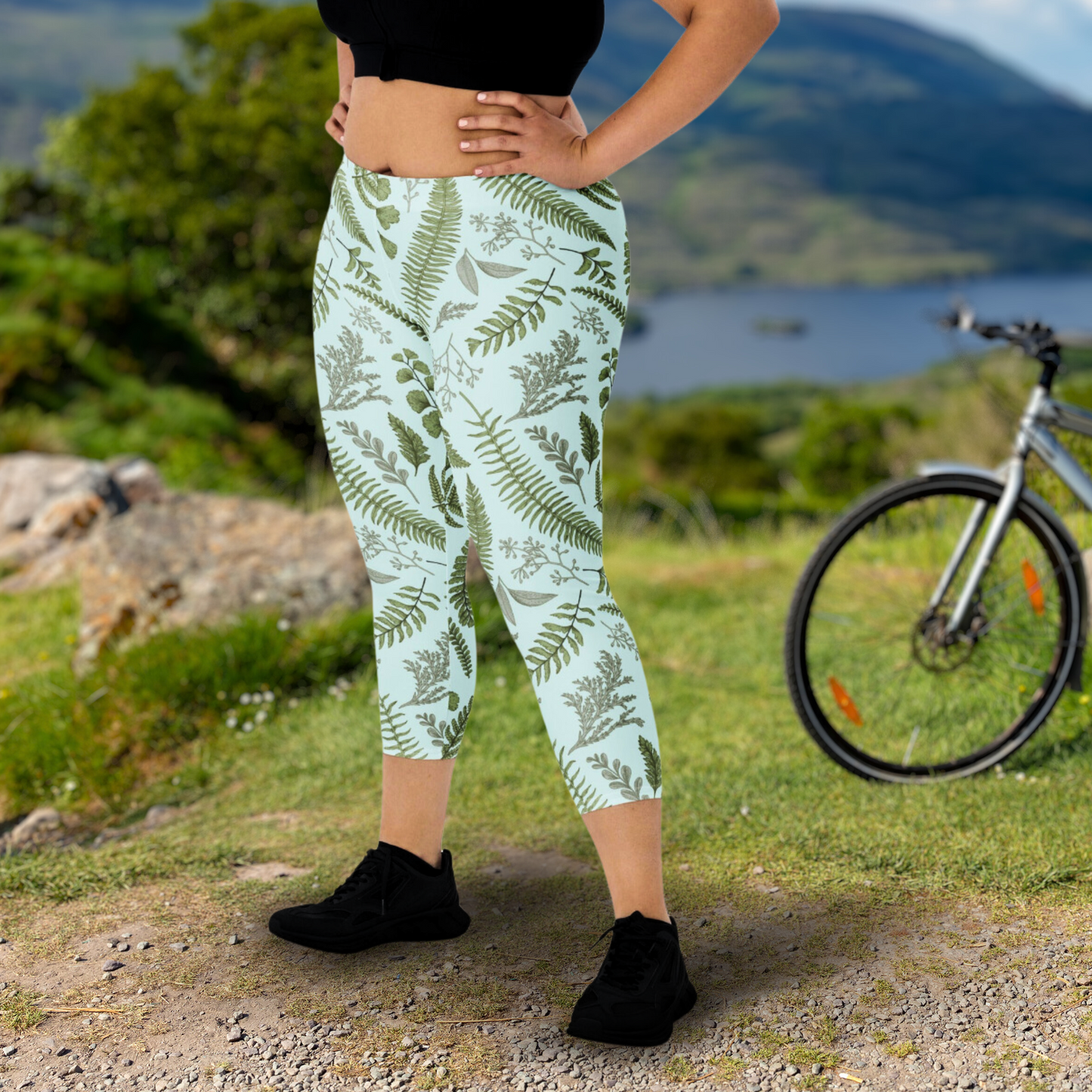 Spring Fern Stretchy Legging Capri Pants