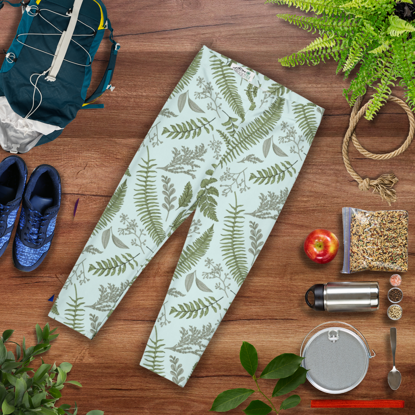 Spring Fern Stretchy Legging Capri Pants