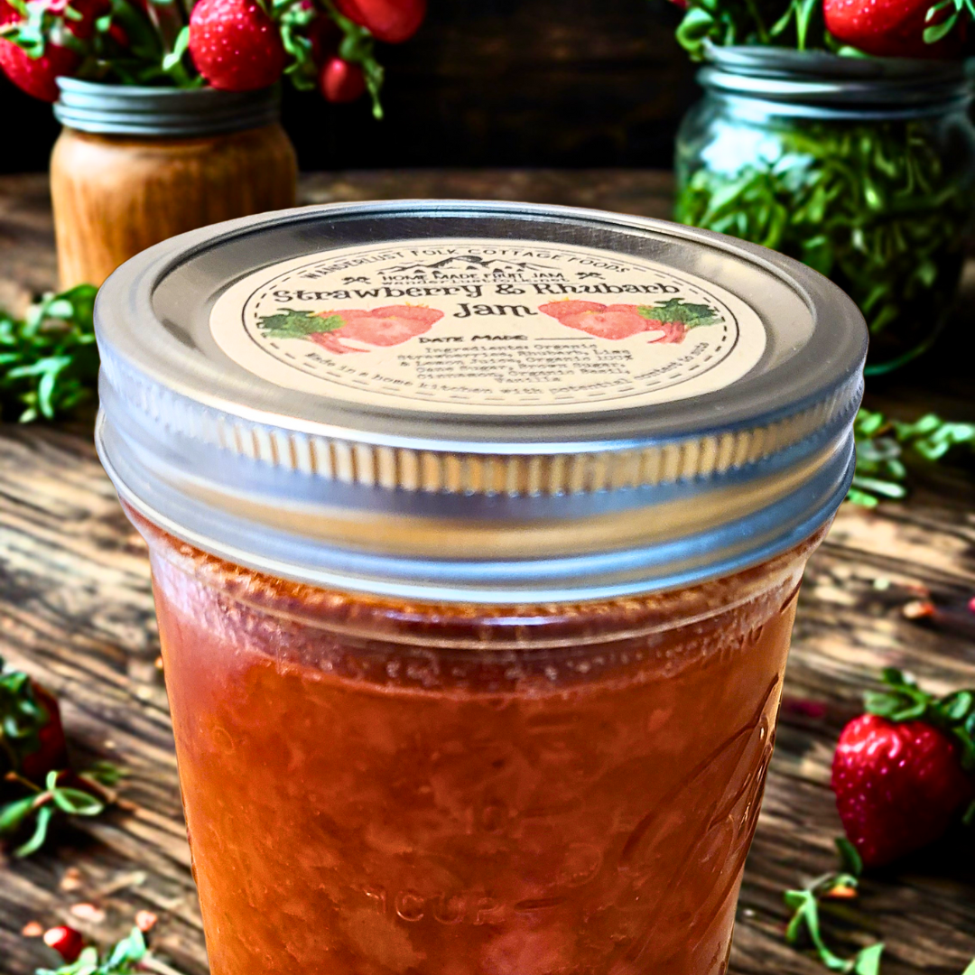 Homemade Organic Strawberry Rhubarb Jam 12 oz.