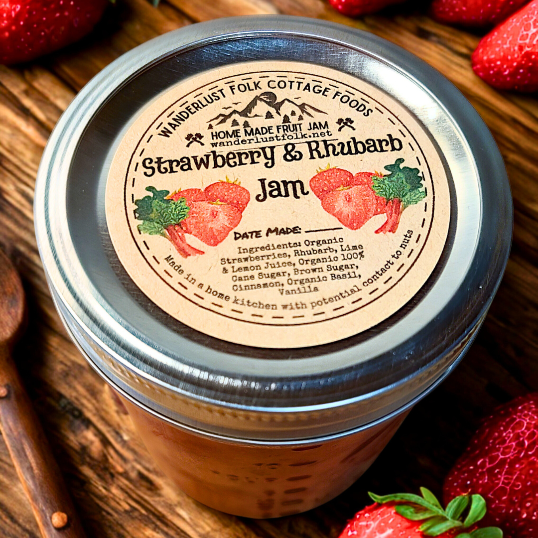 Homemade Organic Strawberry Rhubarb Jam 12 oz.