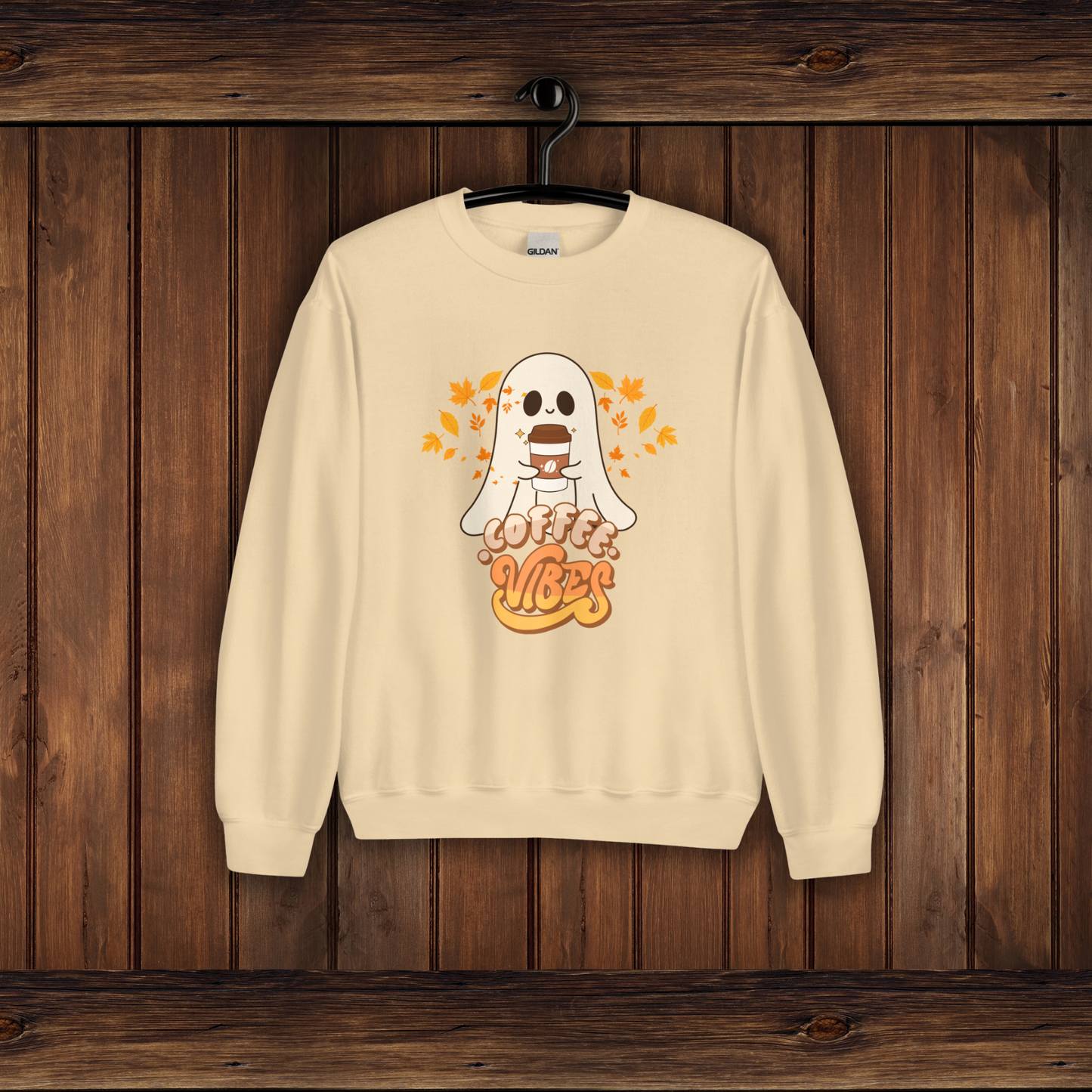 Spooky Autumn Coffee Vibes Ghost | Cotton Sweatshirt