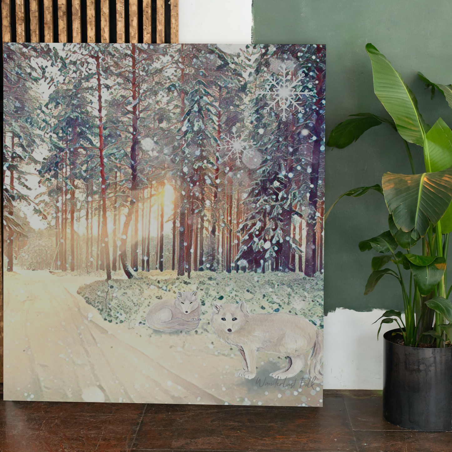 Snowy Fox Forest | Canvas Painting Print
