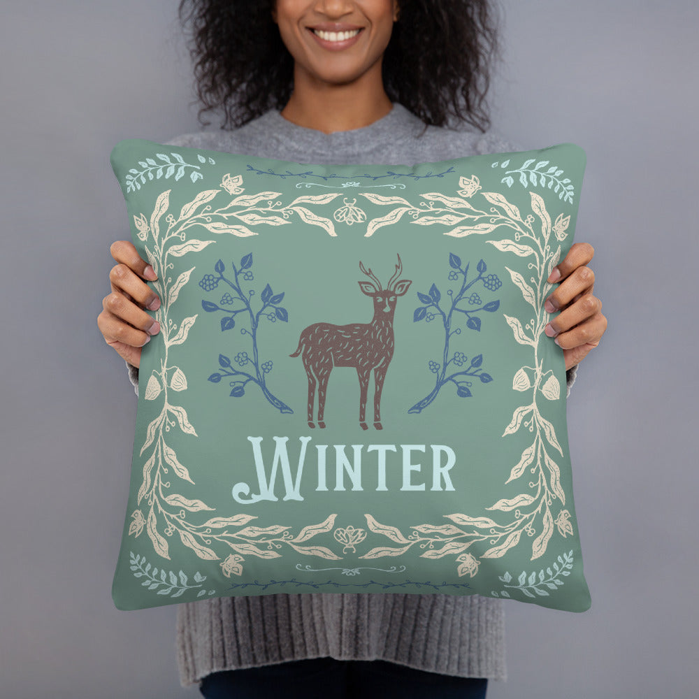 Woodsy Winter Throw Pillow | Double-Sided | Home Decor