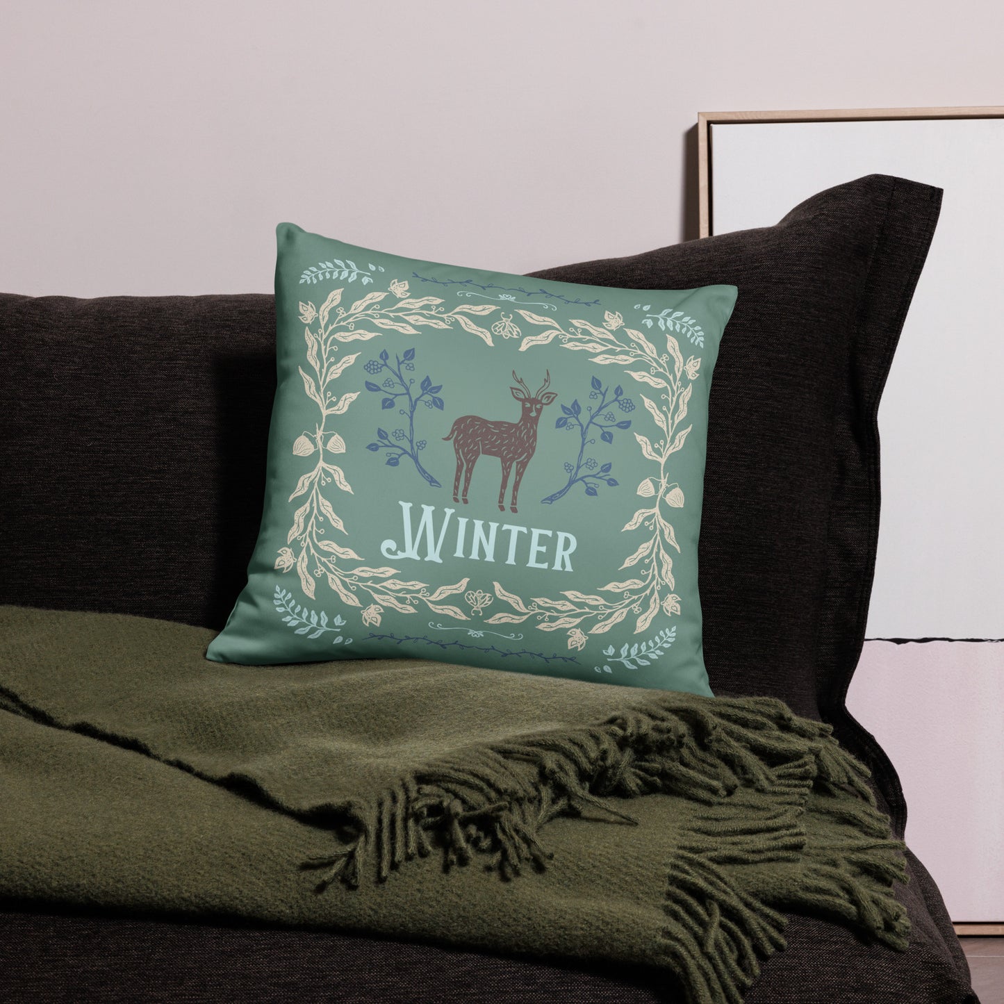 Woodsy Winter Throw Pillow | Double-Sided | Home Decor