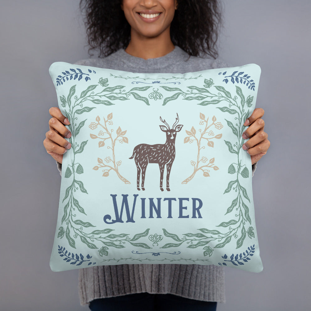Woodsy Winter Throw Pillow | Double-Sided | Home Decor