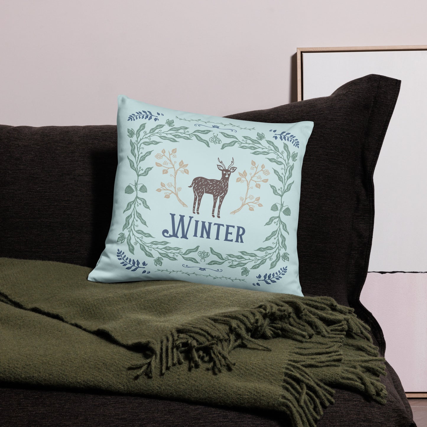 Woodsy Winter Throw Pillow | Double-Sided | Home Decor