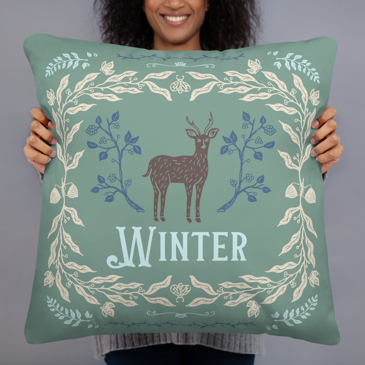 Woodsy Winter Throw Pillow | Double-Sided | Home Decor