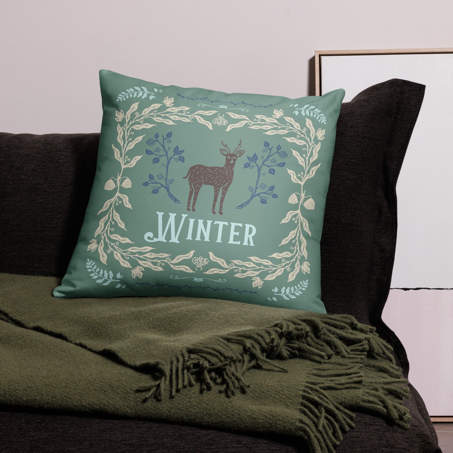 Woodsy Winter Throw Pillow | Double-Sided | Home Decor