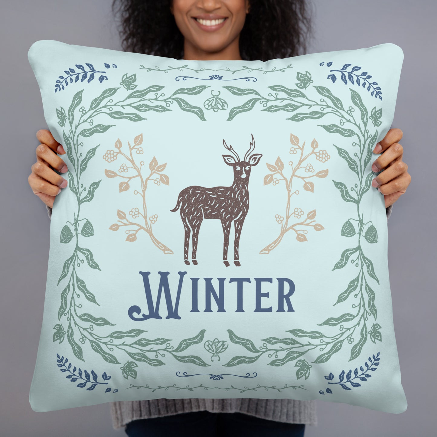 Woodsy Winter Throw Pillow | Double-Sided | Home Decor