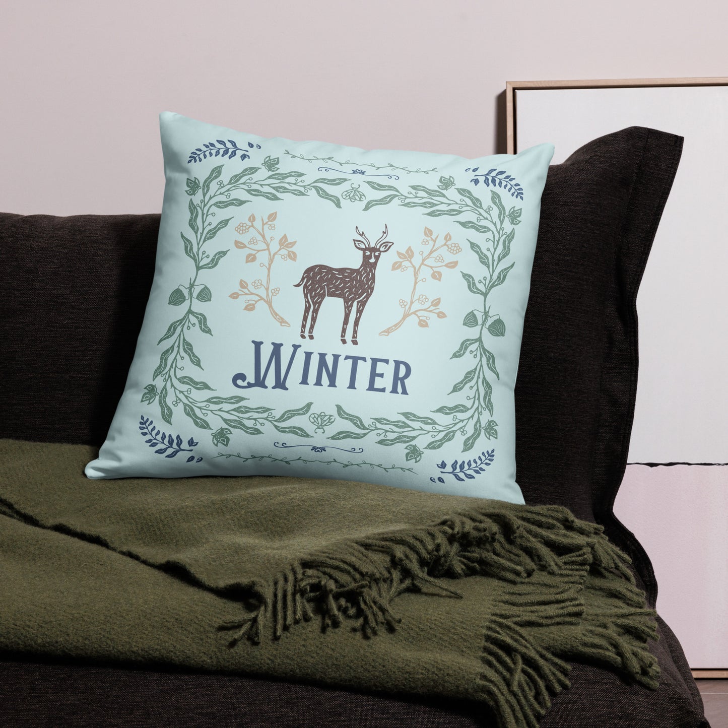 Woodsy Winter Throw Pillow | Double-Sided | Home Decor