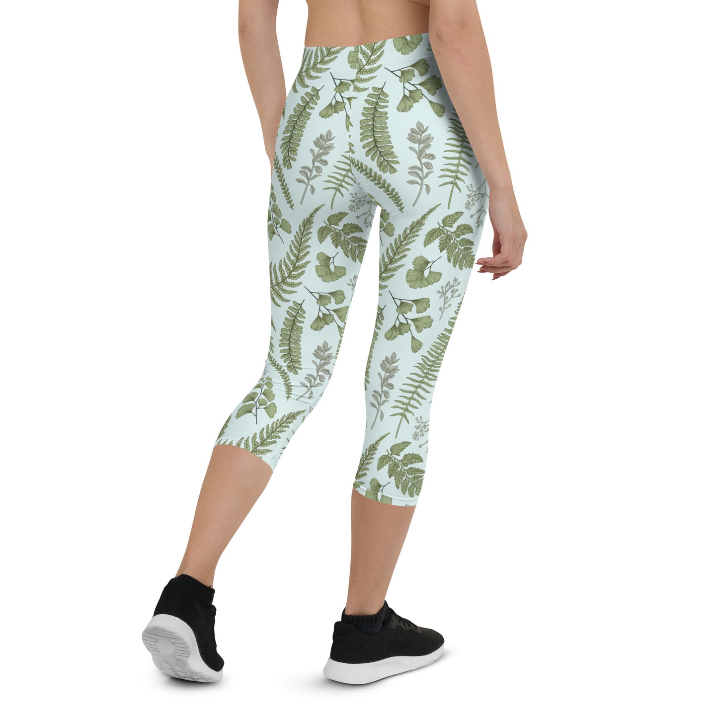 Spring Fern Stretchy Legging Capri Pants