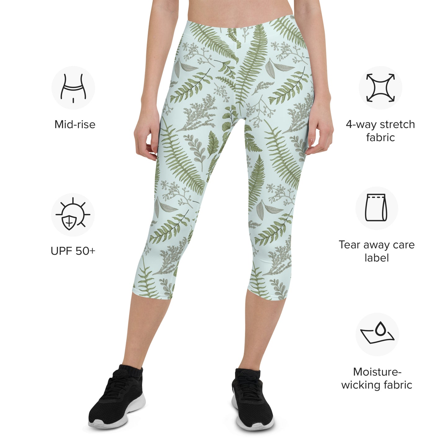 Spring Fern Stretchy Legging Capri Pants