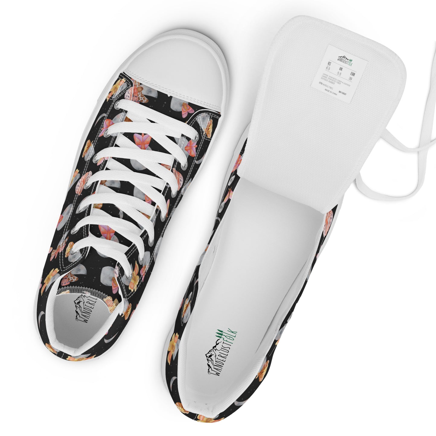 Moths & Moons | Ladies High Top Canvas Shoes