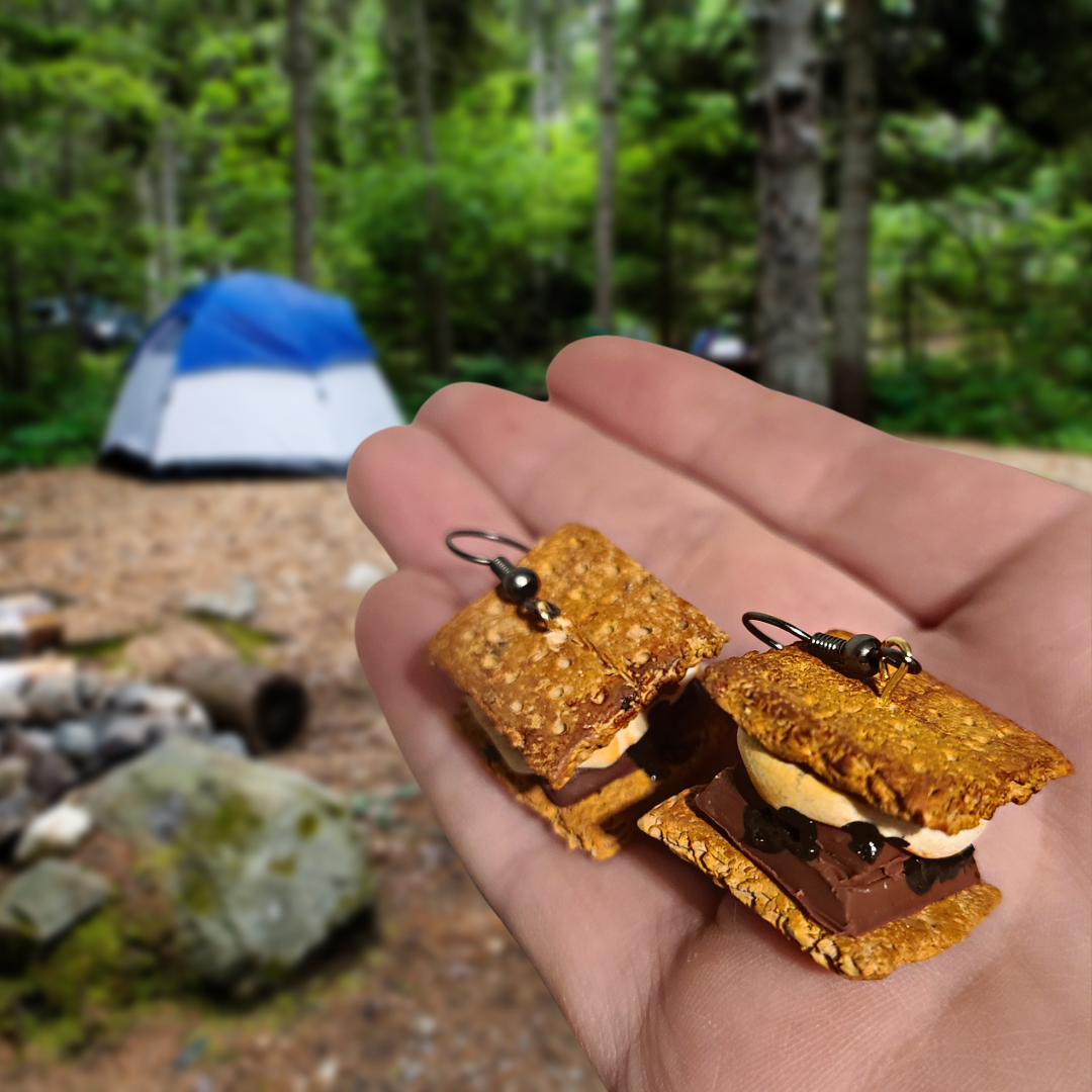 Handmade Realistic S'mores Earrings | Camping