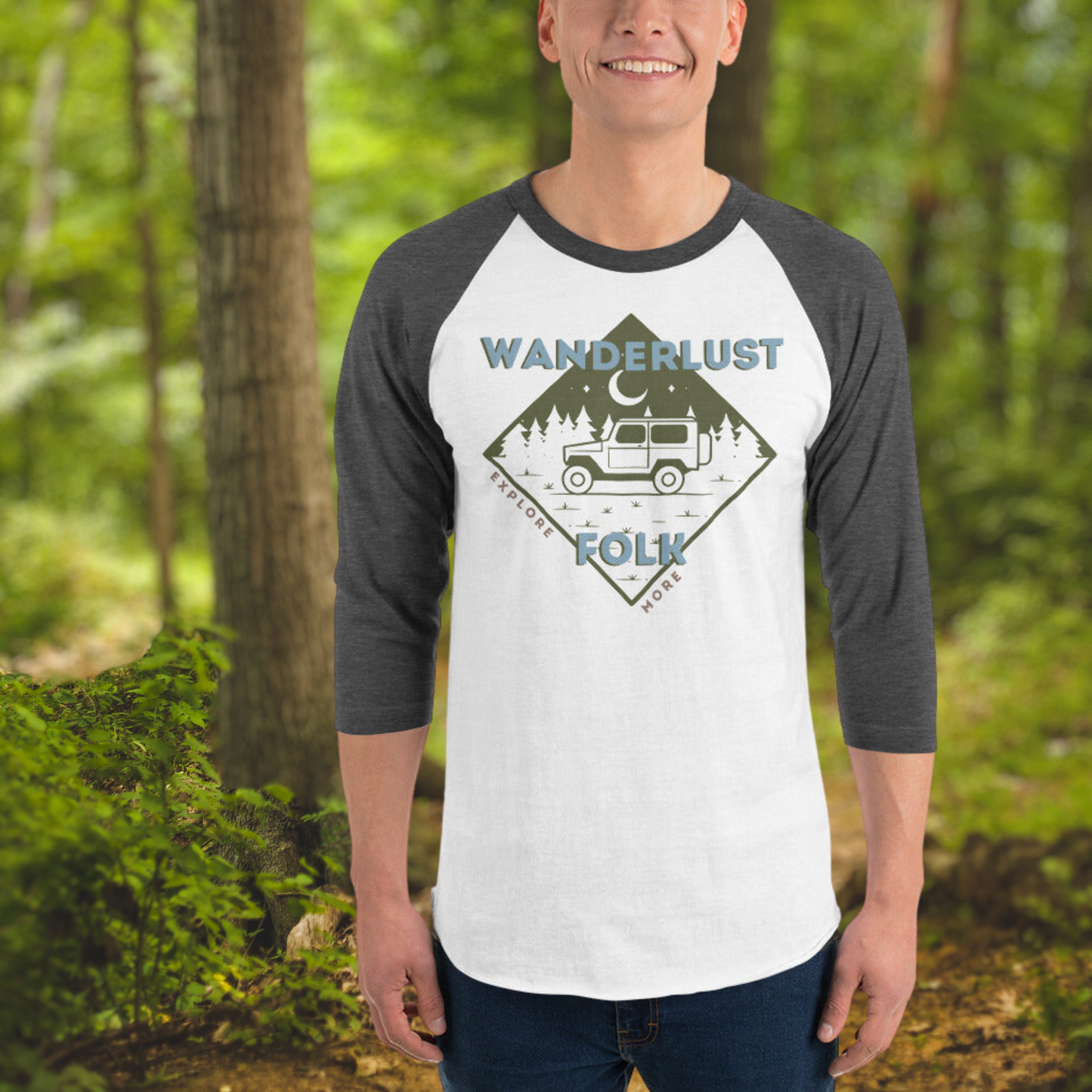 Explore More | 3/4 sleeve raglan shirt