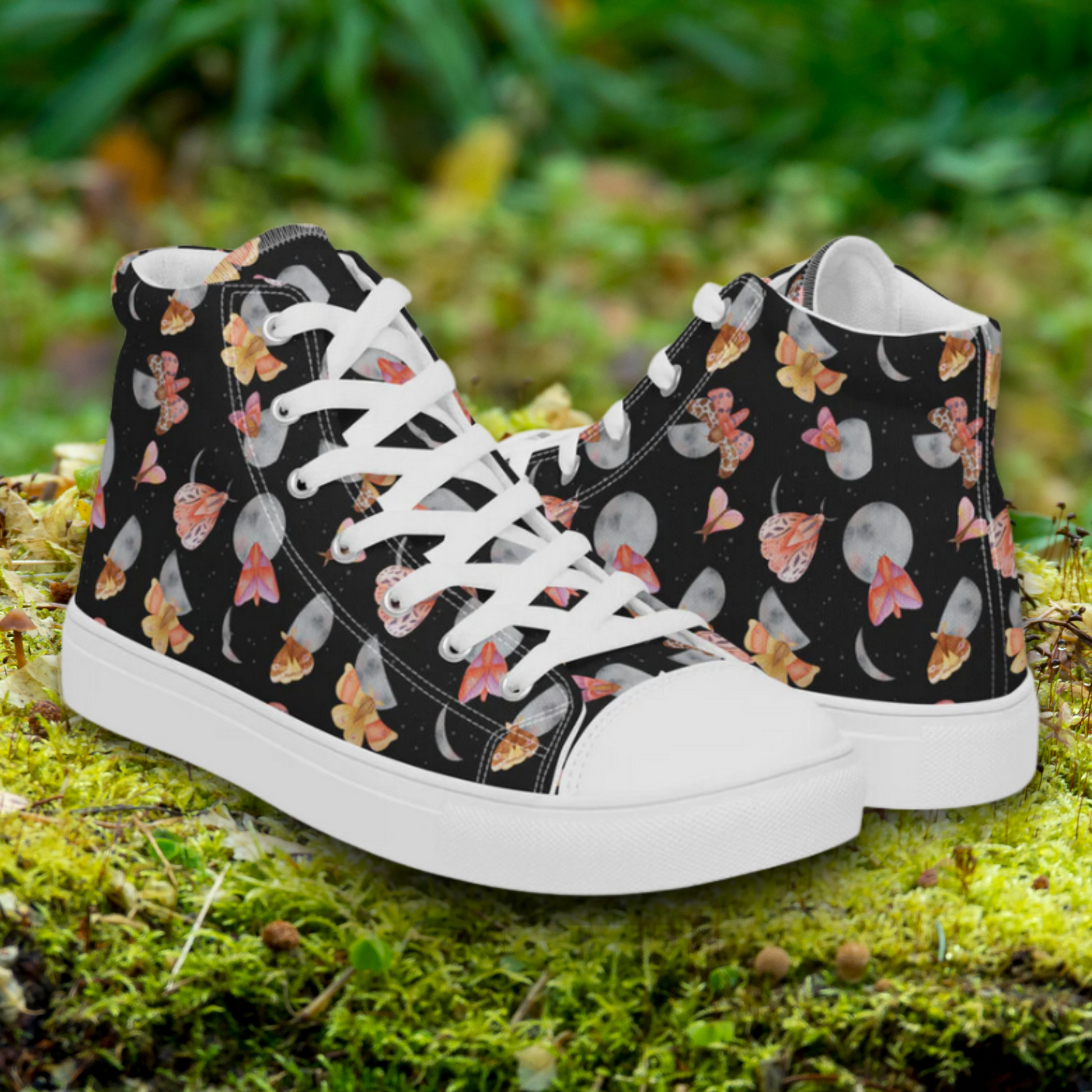 Moths Moons Ladies High Top Canvas Shoes