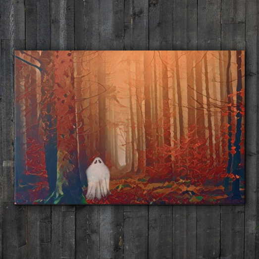Ghost in the Autumn Forest | Halloween | Fall Canvas Print