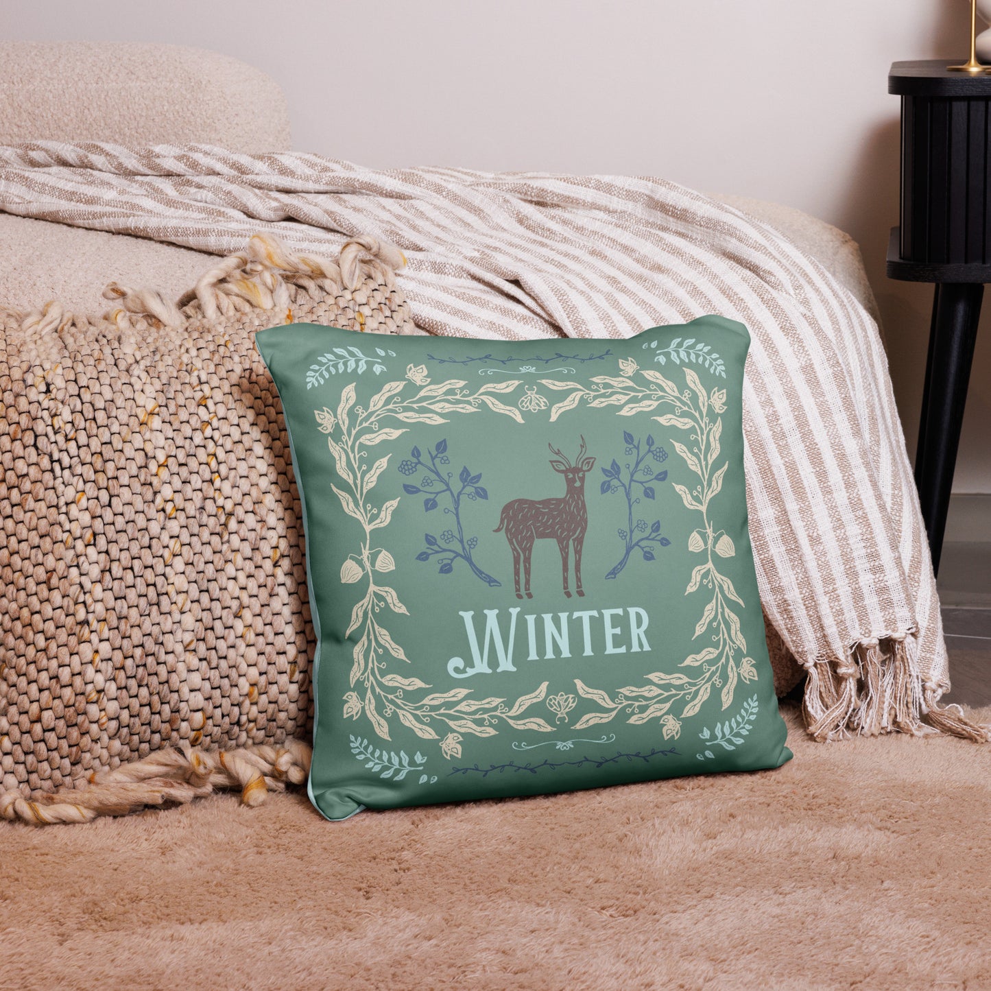 Woodsy Winter Throw Pillow | Double-Sided | Home Decor