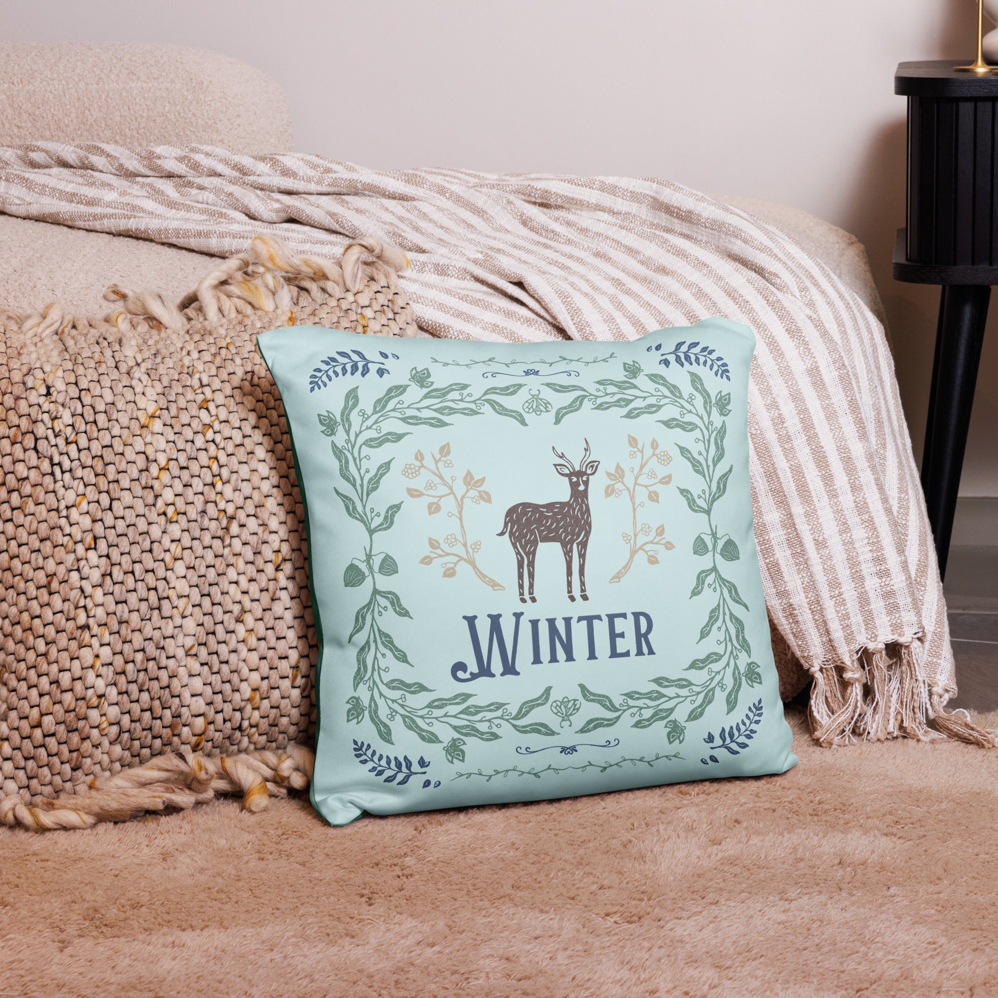 Woodsy Winter Throw Pillow Double Sided Home Decor