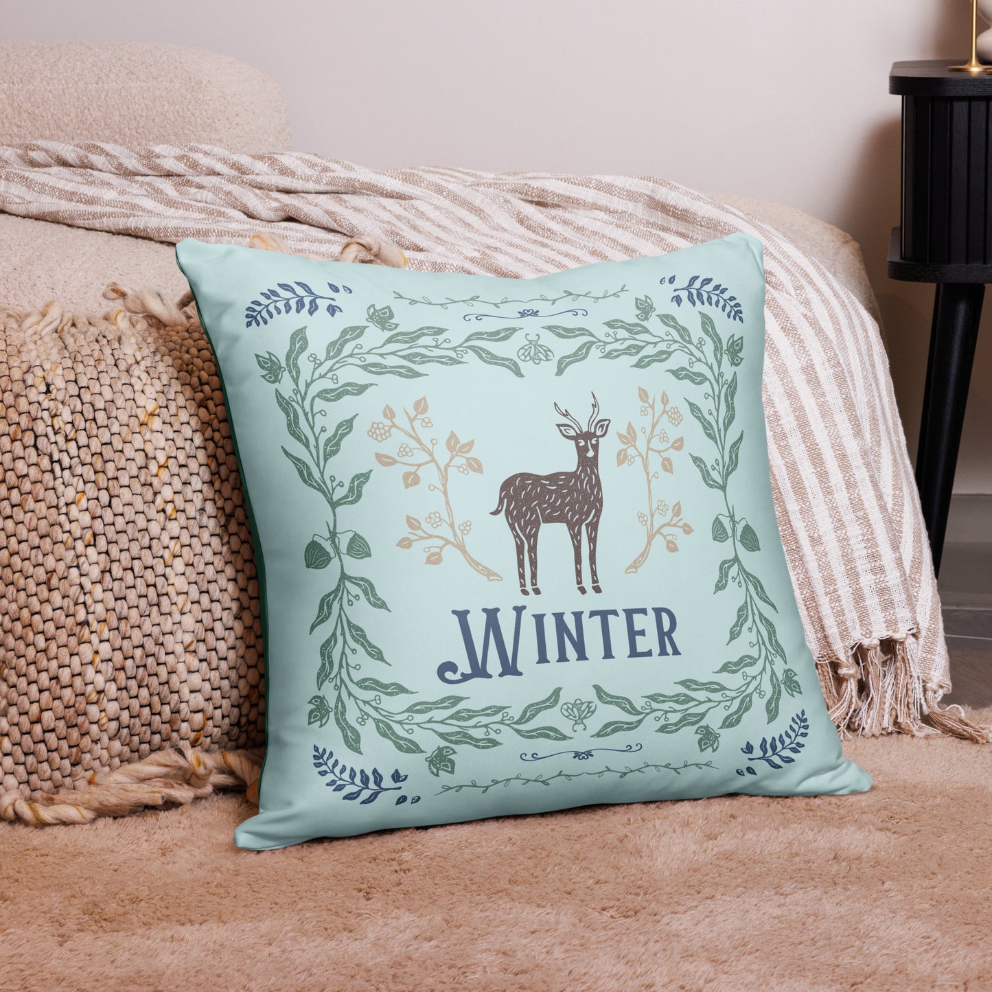 Woodsy Winter Throw Pillow | Double-Sided | Home Decor