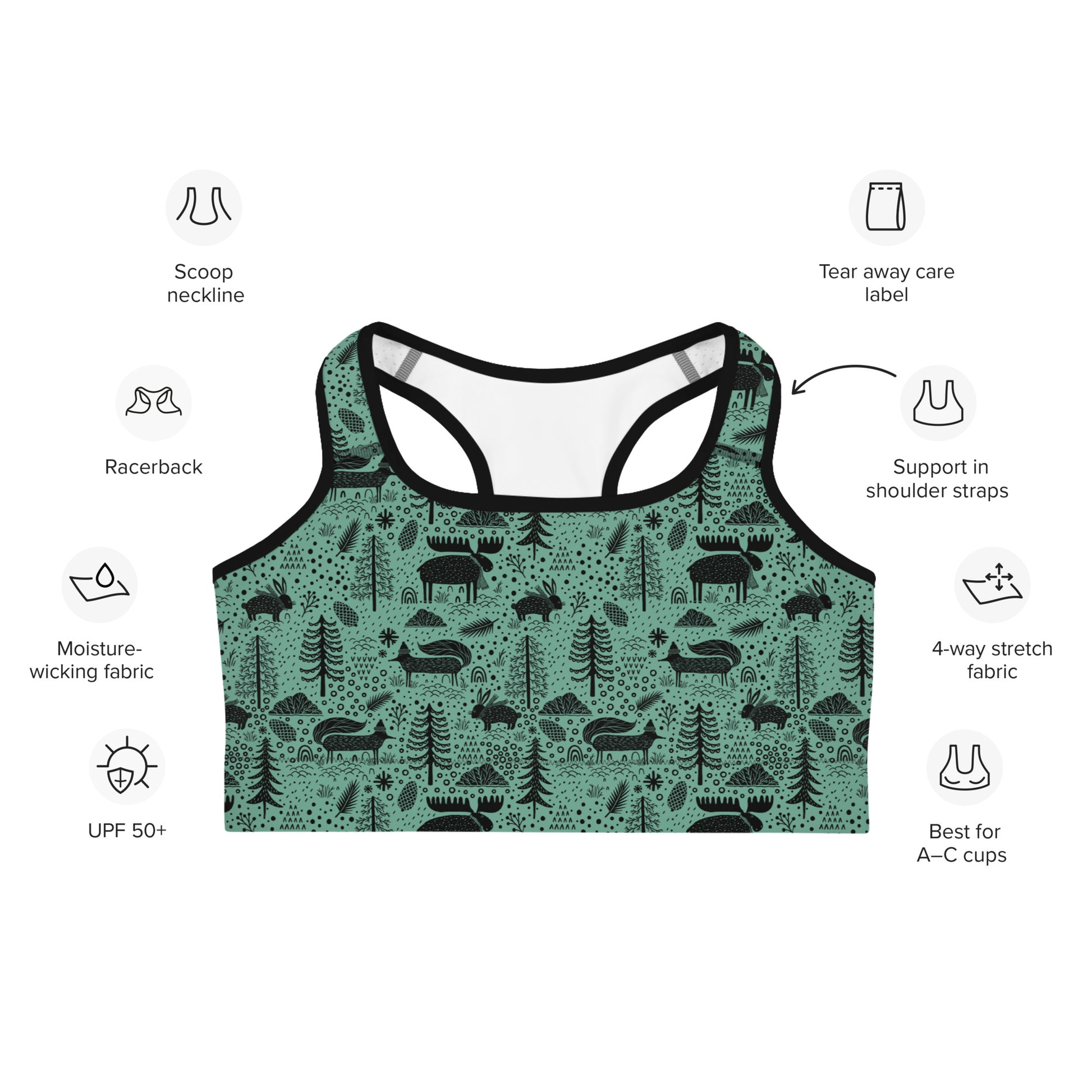 Into the Woods Grey Padded Sports Bra – Munchkin Place Shop