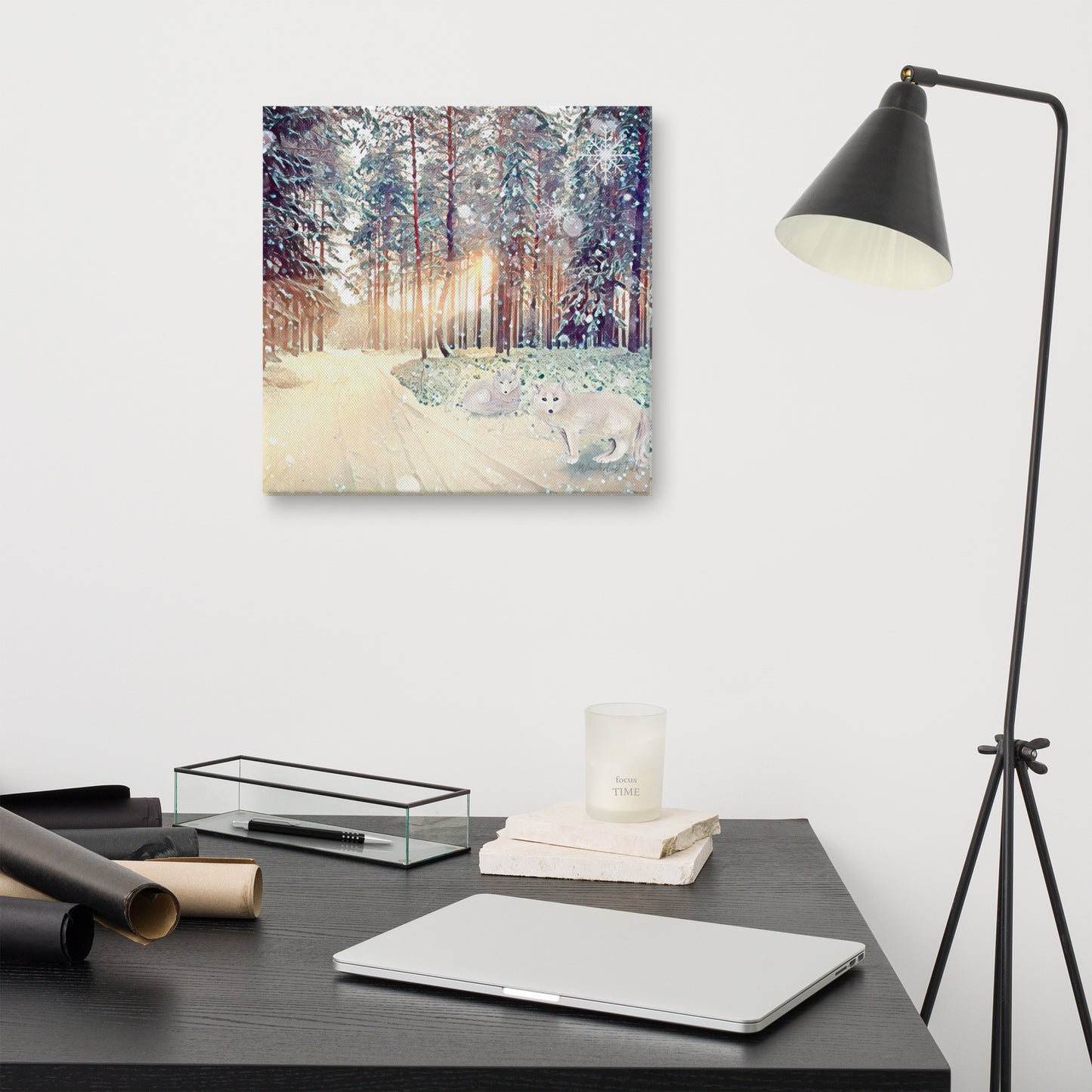 Snowy Fox Forest | Canvas Painting Print