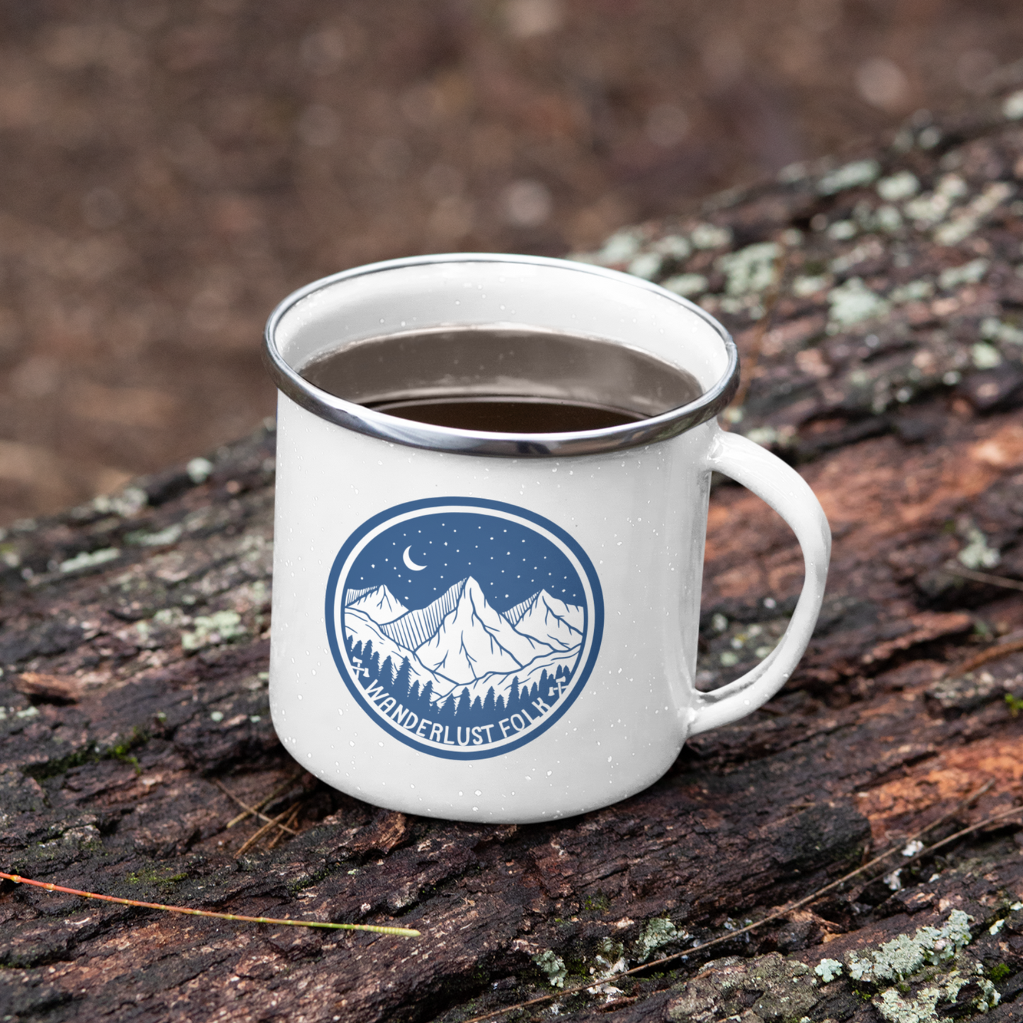 Wanderlust Folk Mountains Camping Mug